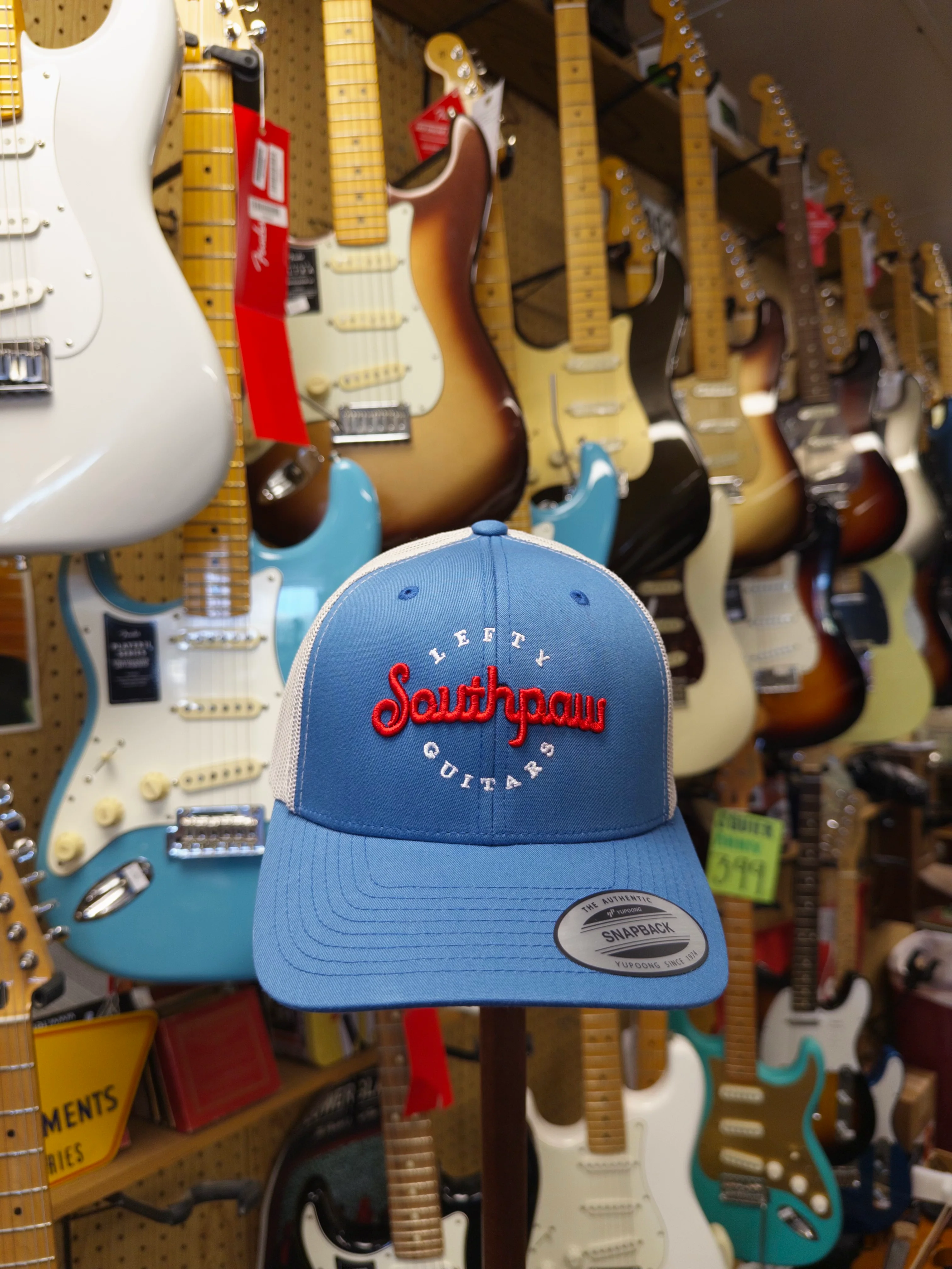 Southpaw Lefty Guitars Snapback Hat - Light Blue YUPOONG Hat